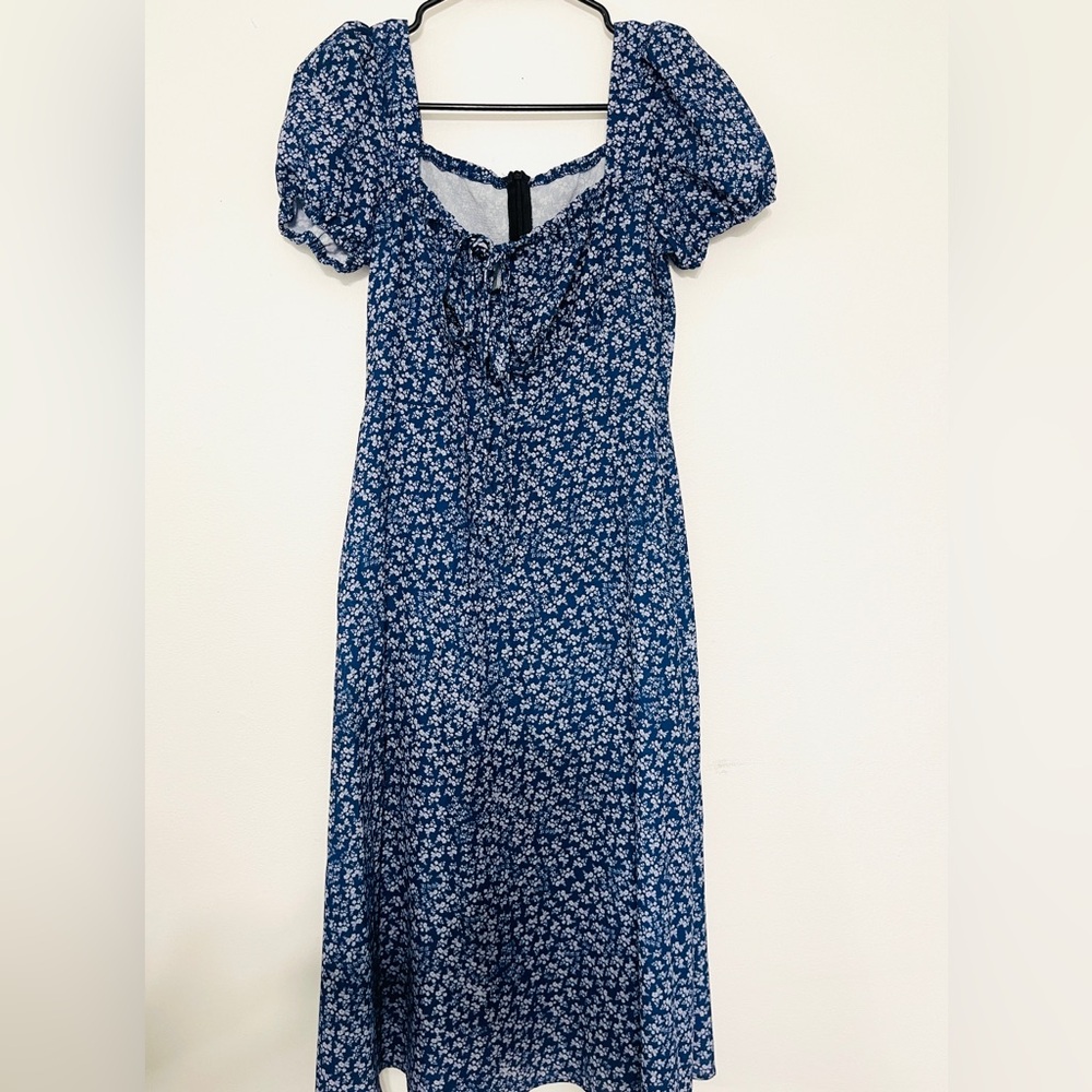 Floral blue/white pattern dress summer SHEIN